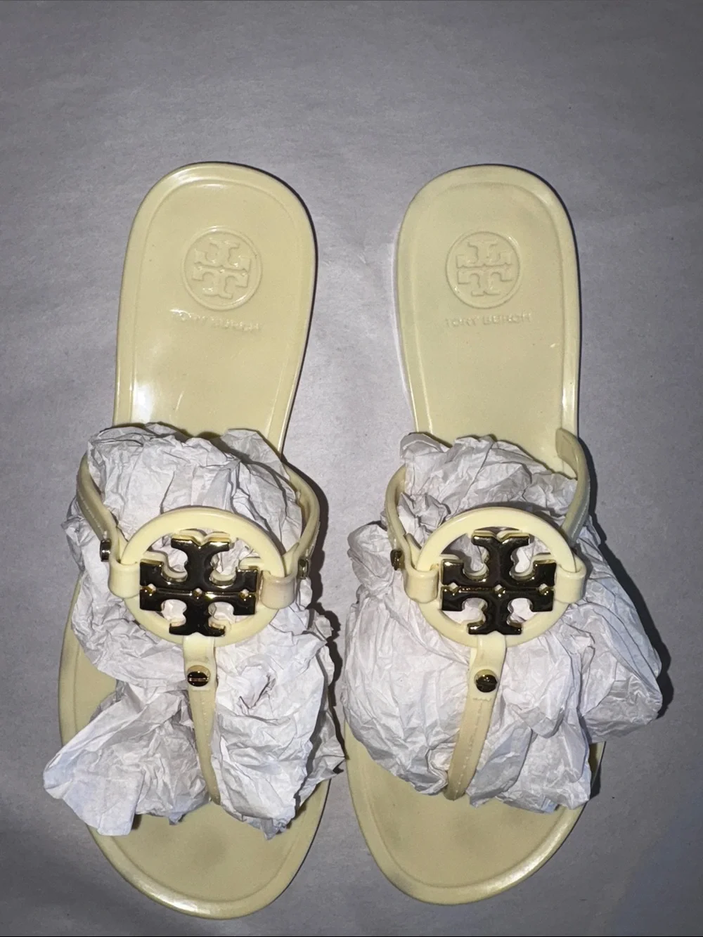 Tory Burch Yellow Logo Jelly Sandals